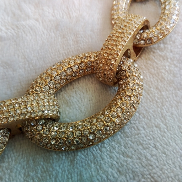 Gold and Rhinestone Chunky Chain Necklace - Picture 3 of 7